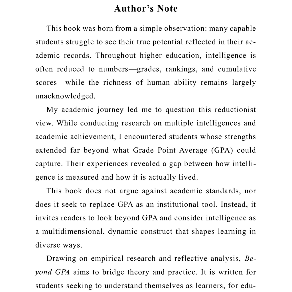 Beyond GPA: Understanding Multiple Intelligences in Academic Achievement