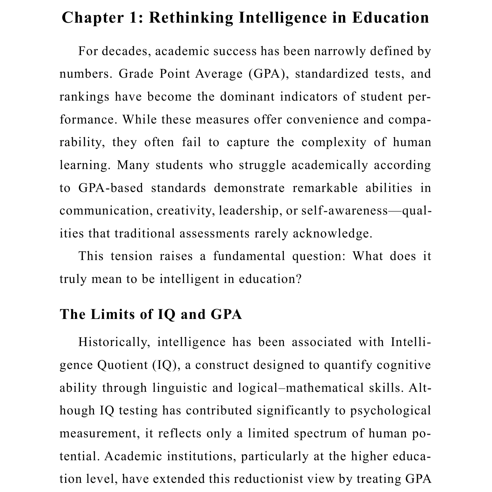 Beyond GPA: Understanding Multiple Intelligences in Academic Achievement