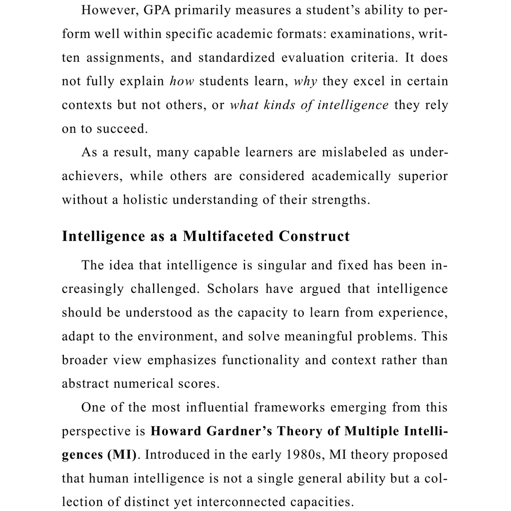 Beyond GPA: Understanding Multiple Intelligences in Academic Achievement